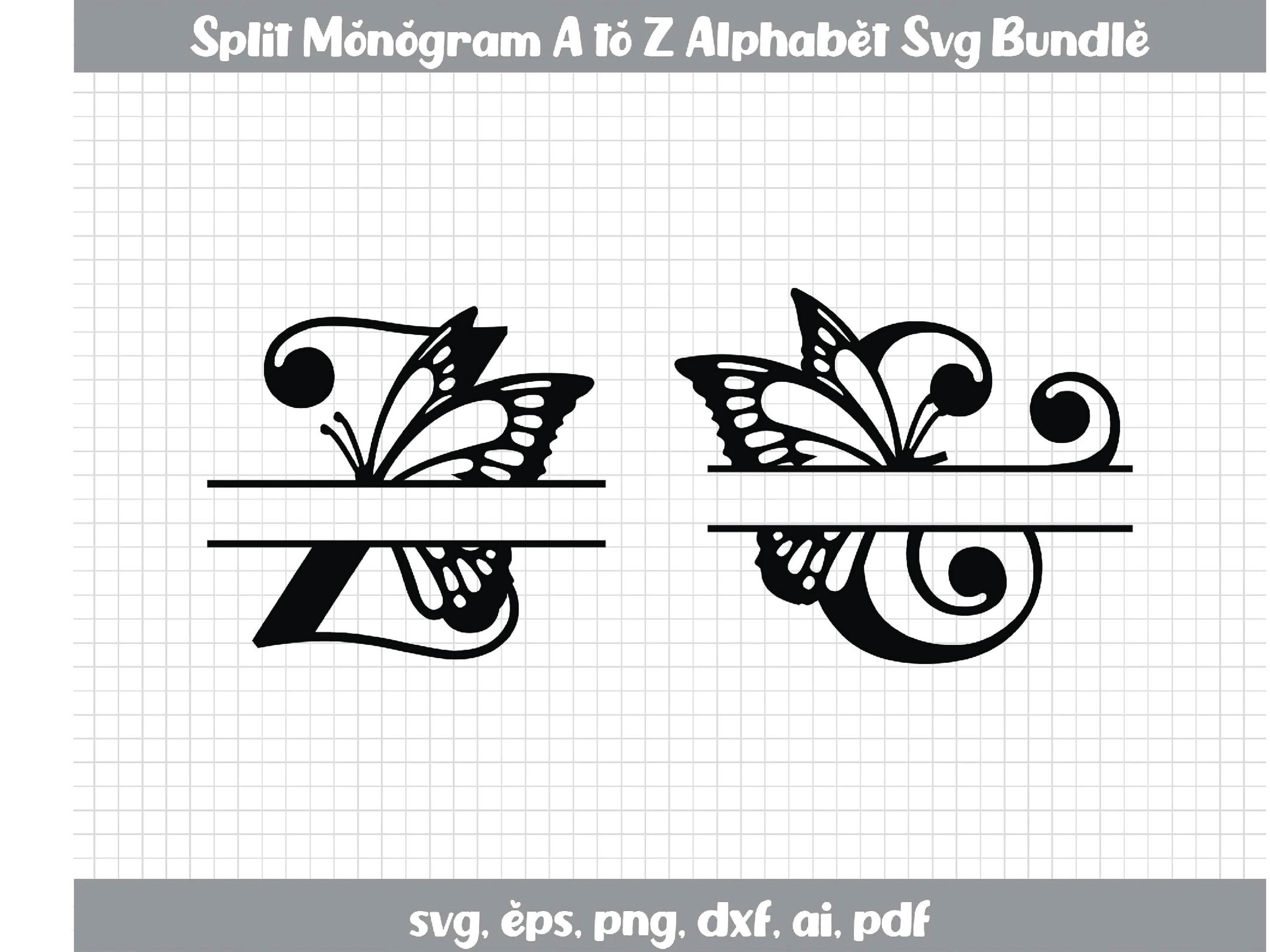 Butterfly Monogram SVG Bundle: Split Letters, Cricut Cut Files - Etsy