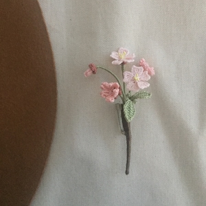 Crochet Cherry blossom flower branch brooch, Handmade Brooch, Crochet Brooch, Wedding gift, Gift for mom, Handmade jewellery