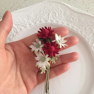 Crochet Waratah and Flannel flowers Brooch, Wedding flower boutonniere, Thank you gift, Handmade brooch. Mother’s Day gift. Meaning gift.