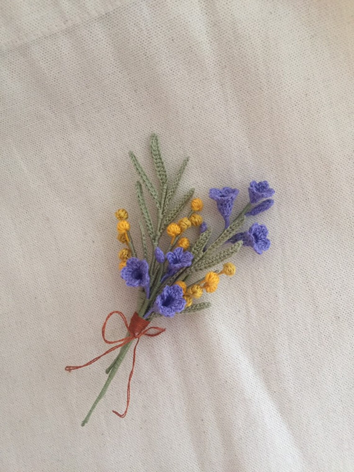 Crochet Jacaranda and Wattle Brooch Wedding Flower Etsy