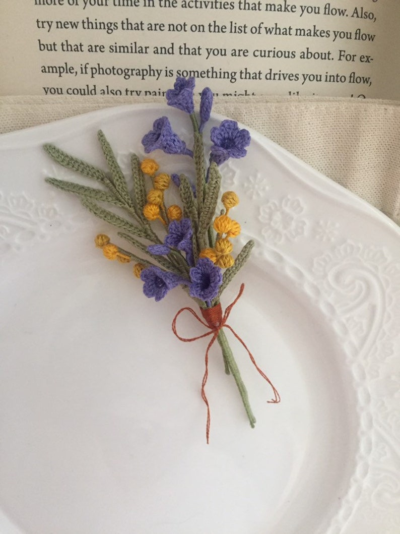 Crochet Jacaranda and Wattle Brooch Wedding Flower Etsy Australia