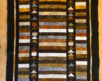 Patchwork quilt blanket: African mood made from Bali batik fabrics