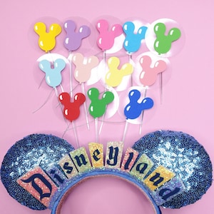 Disney Balloon Cake Topper - Mickey Birthday Cupcake Decorations - One Dozen Toppers (12 Count)
