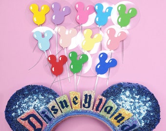 Disney Balloon Cake Topper - Mickey Birthday Cupcake Decorations - One Dozen Toppers (12 Count)