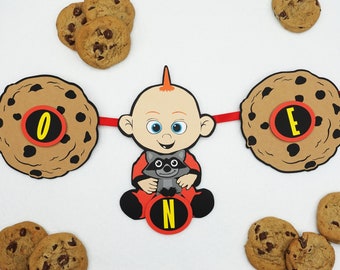 Incredibles 1st Birthday High Chair Banner – Jack Jack & Raccoon Party Decor