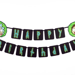 Rick and Morty Happy Birthday-banner - feestdecoraties - niet digitaal of gedrukt - aangepaste bestellingen Welkom!