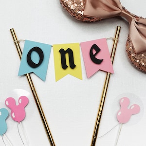 Vintage Disney Cake Topper Banner - Disneyland Inspired Birthday Decoration - Customizable Age / Name