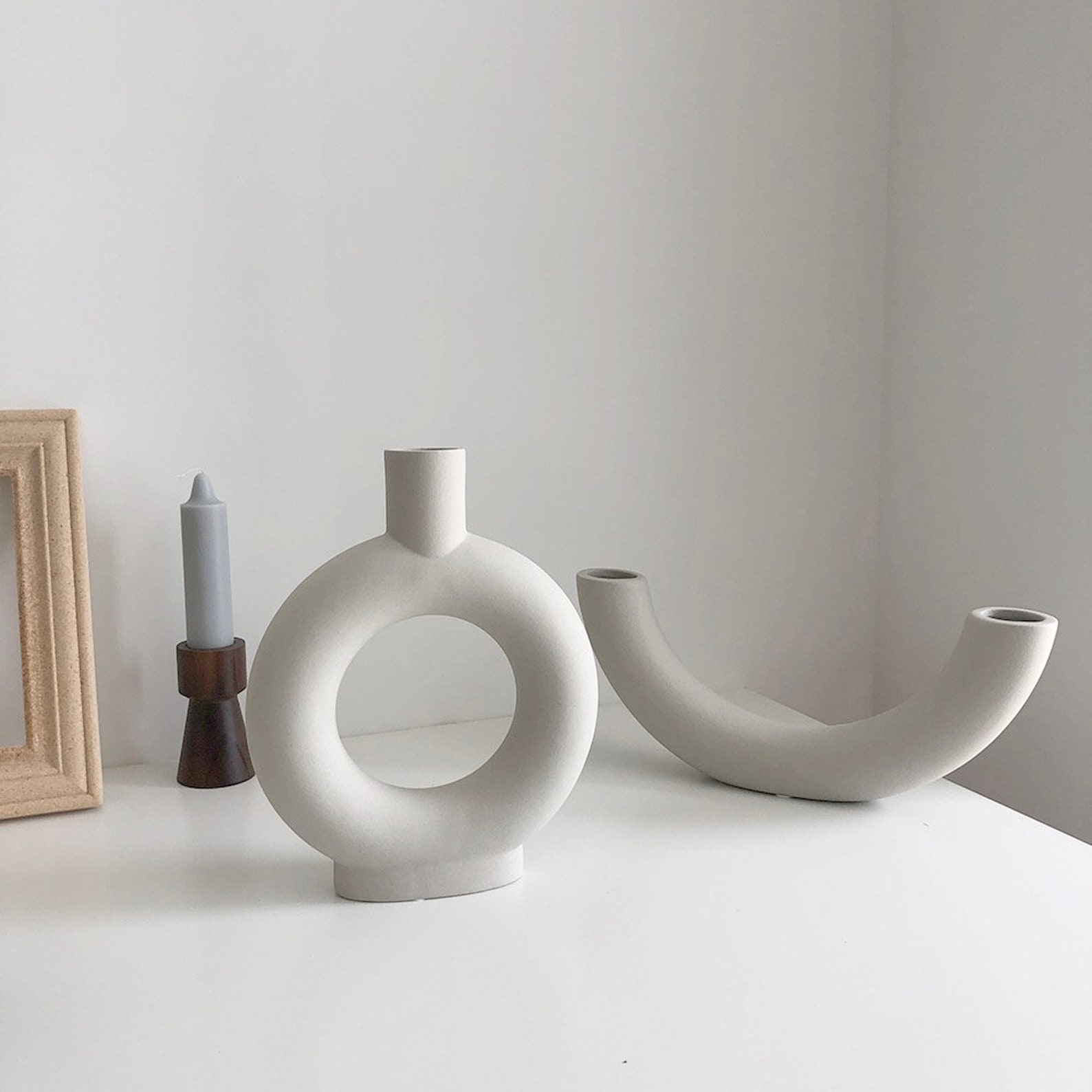 Ceramic White Donut Vase Half Donut Vase Doughnut Vase Etsy