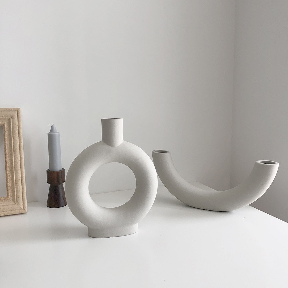 Ceramic White Donut Vase Half Donut Vase Doughnut Vase Etsy