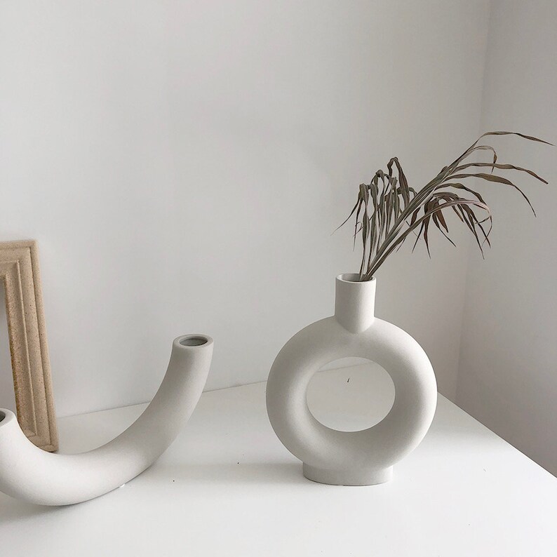 Ceramic White Donut Vase Half Donut Vase Doughnut Vase Etsy