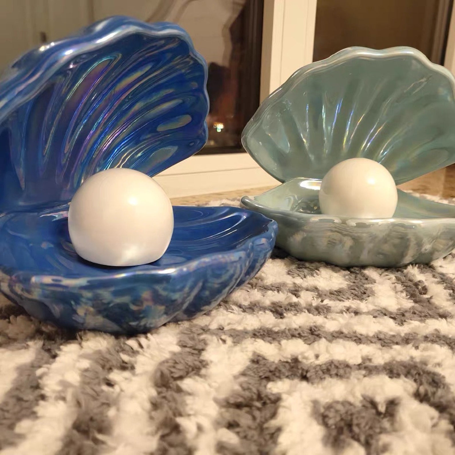 Ceramic Shell Pearl Light Shell Pearl Lamp Shell Table | Etsy