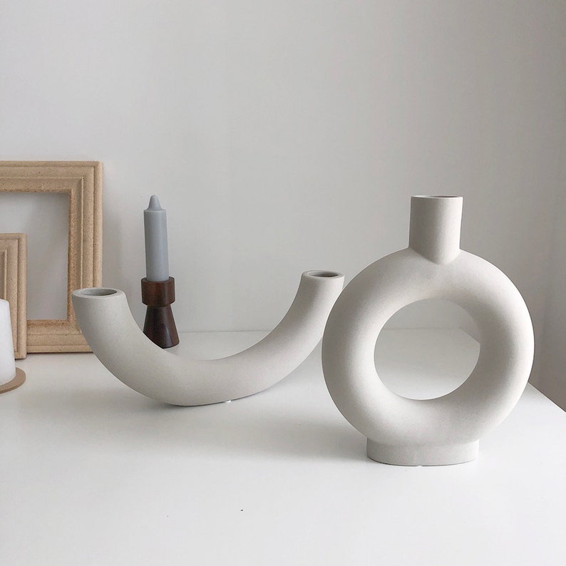 Ceramic White Donut Vase Half Donut Vase Doughnut Vase Etsy