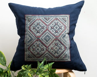 Geometric Pillow Cases | Dark Blue Pillow Covers, Handmade Pillowcases, Decorative Throw Pillows