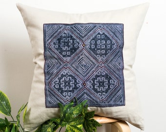 Geometric Pillow Cases | Tribal Beige Pillow Covers, Handmade Pillowcases, Decorative Throw Pillows, Hmong Creations