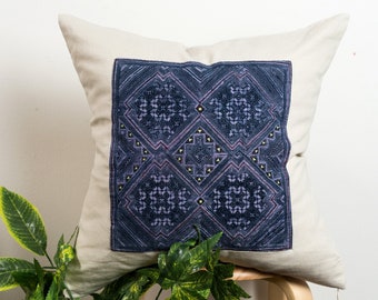 Handmade Pillow Covers | Square Pillow, Unique Pillow Case, Indigo Batik, Hmong Creations