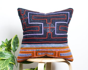 Brocade Pillow Cover | Natural Cotton Fabric, Tribal Cushion Cover, Pillow Cases 16x16, 18x18, Hmong Creations