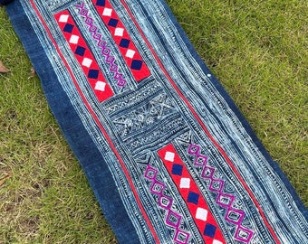 Vintage Hmong Batik Fabric | Indigo Tribal Textile, 4.8 Yards