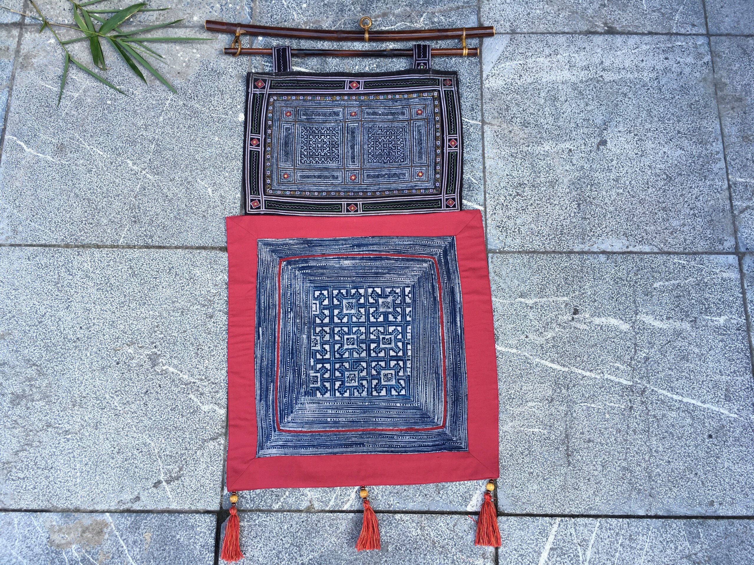 Long Boho Tapestries Indigo Batik Wall Art Unique Hmong Hill Tribe Wall Decor Ethnic Wall Hanging Long Boho Tapestries Indigo Batik Wall Art Unique Hmong Hill Tribe Wall Decor Ethnic Wall Hanging