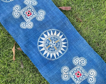 Hand-drawn Batik Fabric | Hand-woven Hemp Brocade, Handmade Tribal Fabrics, Table Runner Fabrics