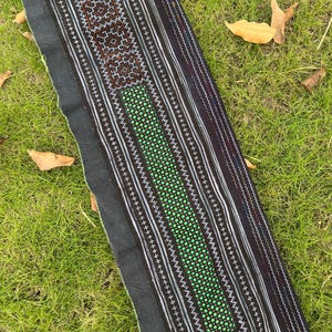 Embroidered Vintage Brocade Fabric | Hmong Hill Tribe Handmade Textiles, Indigo Batik Cotton Antique Cloth, Whole Roll Fabrics