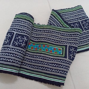 Black and White Hand Woven Brocade | Tribal Vintage Textiles, Hill Tribe Handmade Cloth, Upholstery Fabrics, Embroidered Wall Decor Cloth