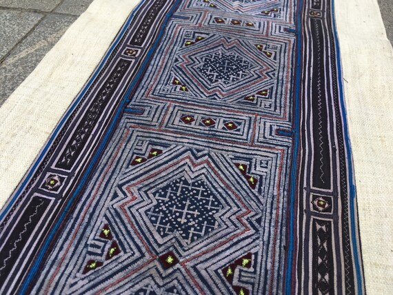 Long Boho Tapestries Indigo Batik Wall Art Unique Hmong Hill Tribe Wall Decor Ethnic Wall Hanging Long Boho Tapestries Indigo Batik Wall Art Unique Hmong Hill Tribe Wall Decor Ethnic Wall Hanging