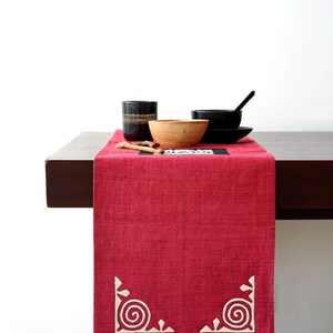 Pink Tribal Table Runners | Natural Handmade Table Linens, Boho Table Centerpiece, Hmong Creations, Handwoven Patterns, Unique Table Deco