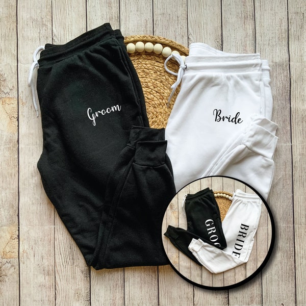 BRIDE and GROOM UNISEX Jogger Sweat Pants, Mr. & Mrs. Matching Pants, Bridal Gift, Bridesmaid Gift, Engagement Gift,