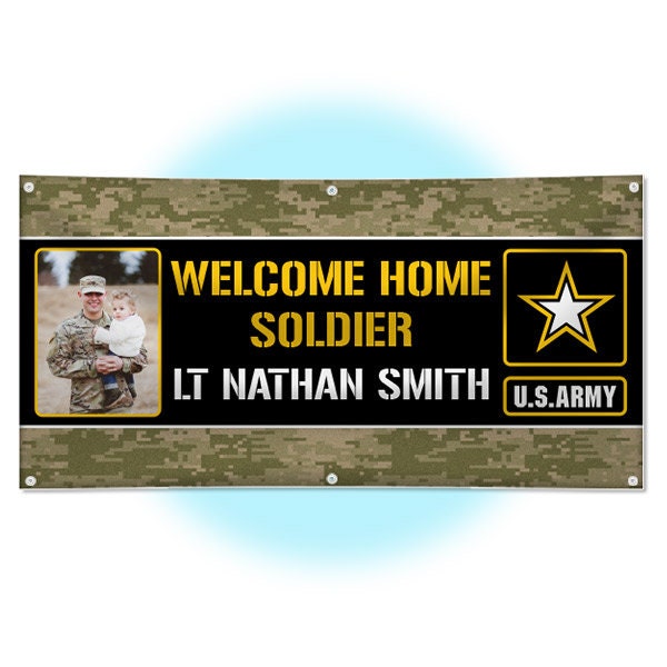 Personalized Welcome Home Military Banner with photo for United States Army USA