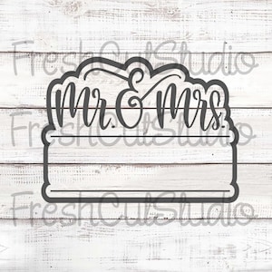 Mr. & Mrs. Plaque Cookie Cutter with Matching Stencil Option