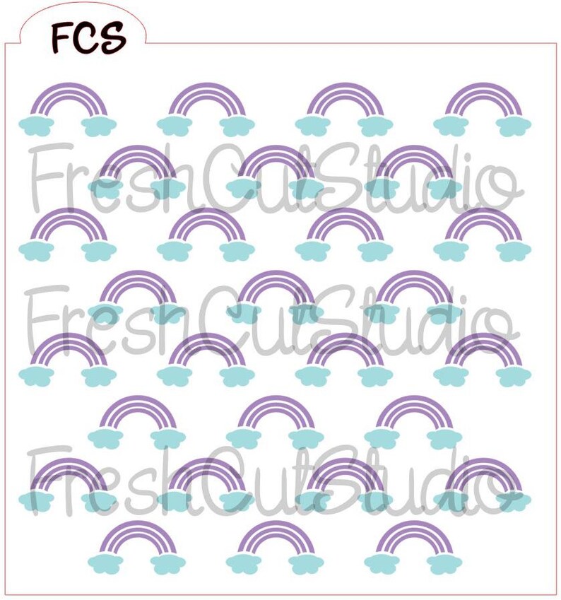 Rainbow With Clouds 2 Pc Background Stencil- Cookie Stencil - Etsy