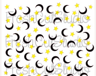 Moon and Stars 2 Part Background Stencil- Cookie Stencil