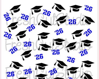 Grad Caps and Year Background Stencil- Cookie Stencil