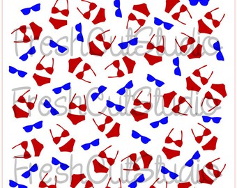 Bikinis and Sunglasses Background Stencil- Cookie Stencil