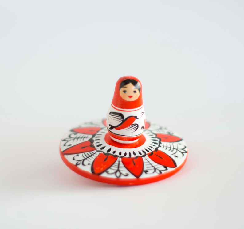 Wooden Spinning Top Doll Russian Nord Folk Art Handpainted Etsy