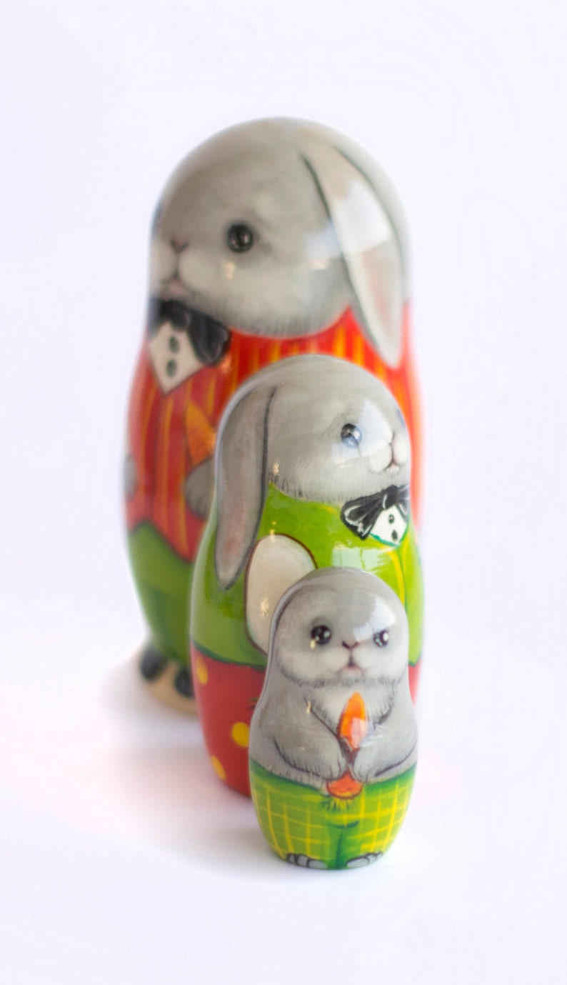 Rabbit Nesting Dolls Cute Easter Bunnies Animals Matryoshka Etsy
