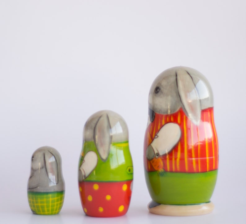 Rabbit Nesting Dolls Cute Easter Bunnies Animals Matryoshka Etsy