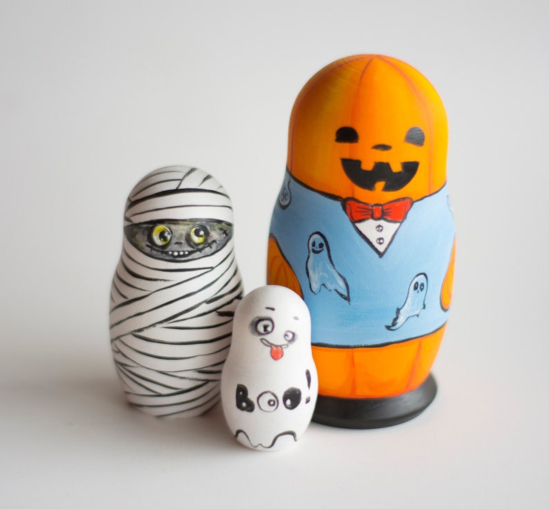 Halloween nesting doll Funny pumpkin mummy ghost Boo Halloween Etsy
