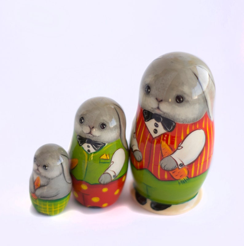Rabbit Nesting Dolls Cute Easter Bunnies Animals Matryoshka Etsy