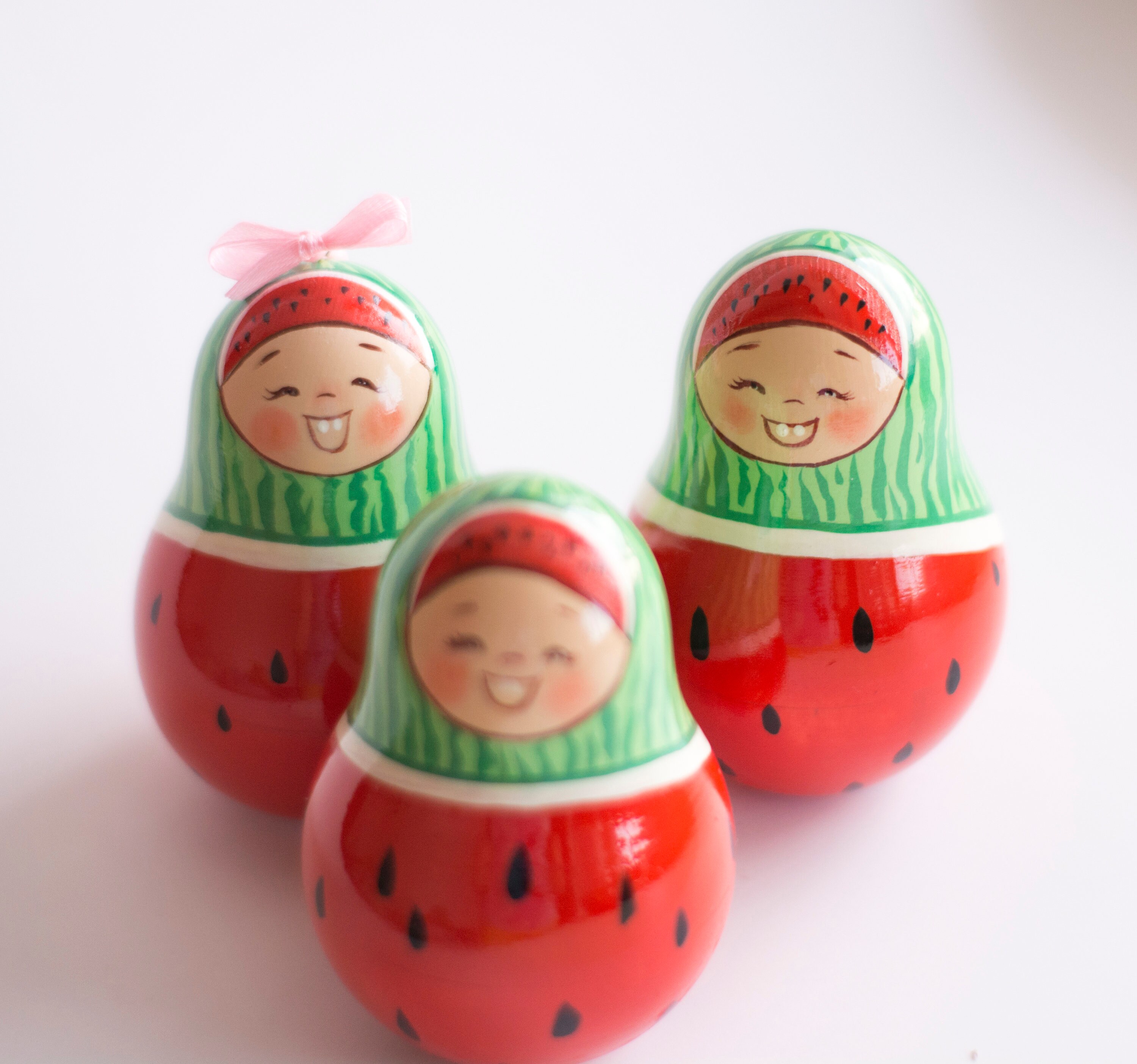 Roly poly watermelon baby doll Nevalyashka Handpainted Wooden Etsy