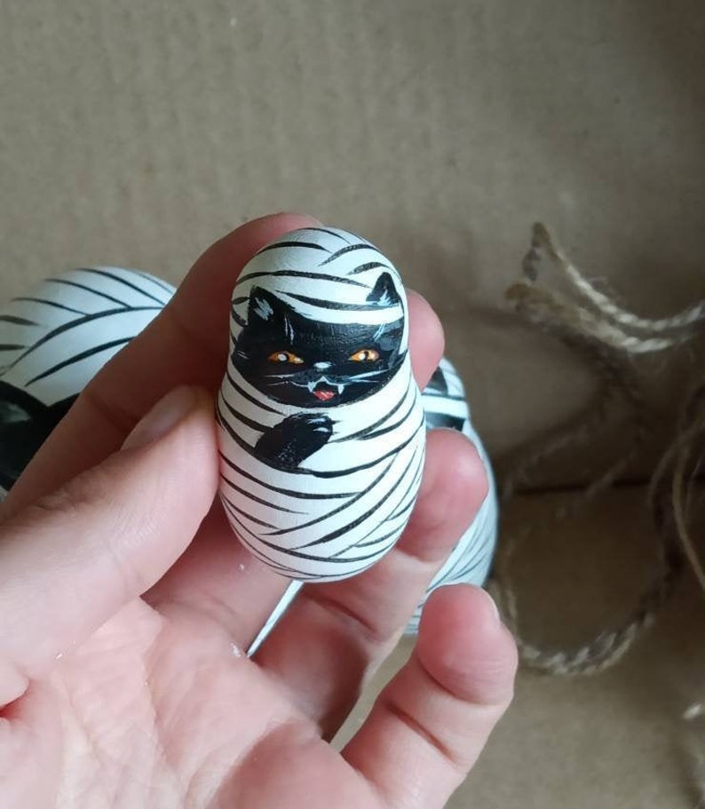 Halloween nesting doll Funny Mummy black cat Halloween Gift Etsy