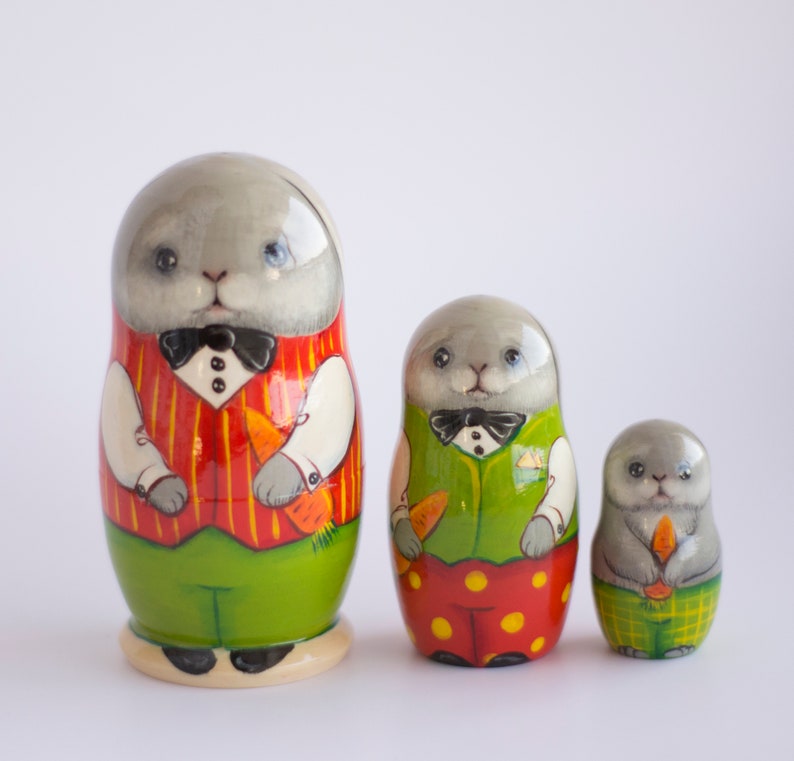 Rabbit Nesting Dolls Cute Easter Bunnies Animals Matryoshka | Etsy