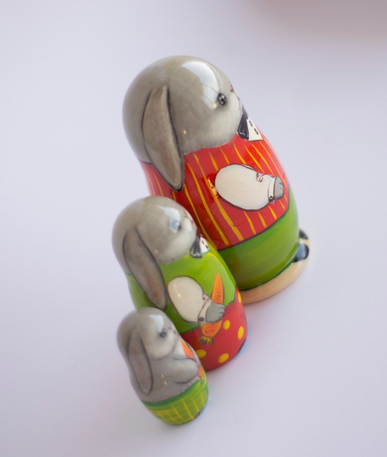 Rabbit Nesting Dolls Cute Easter Bunnies Animals Matryoshka Etsy