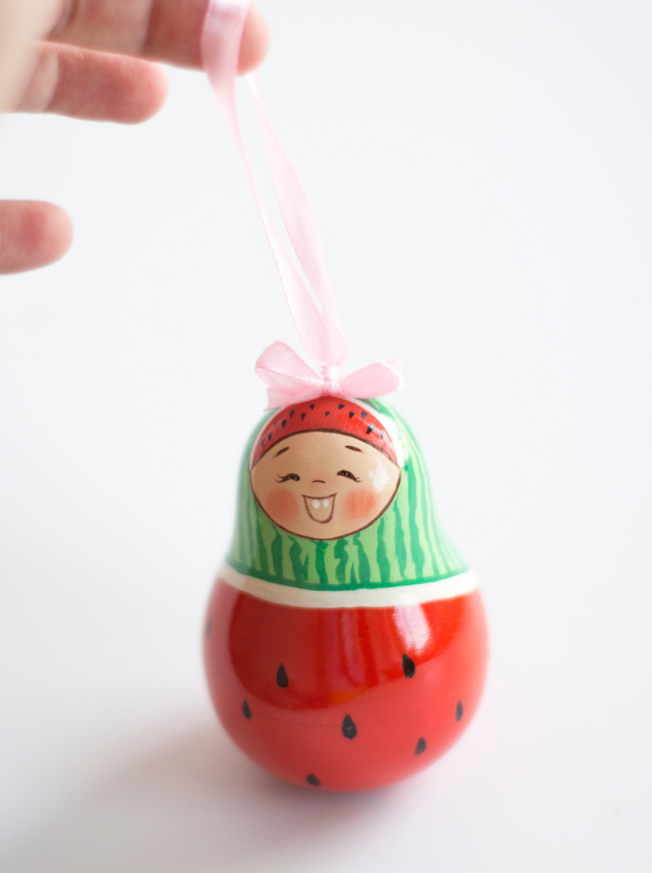 Roly poly watermelon baby doll Nevalyashka Handpainted Wooden Etsy