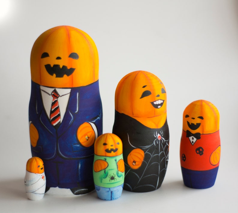 Halloween Nesting Dolls Family Pumpkin Jack Decorations Etsy