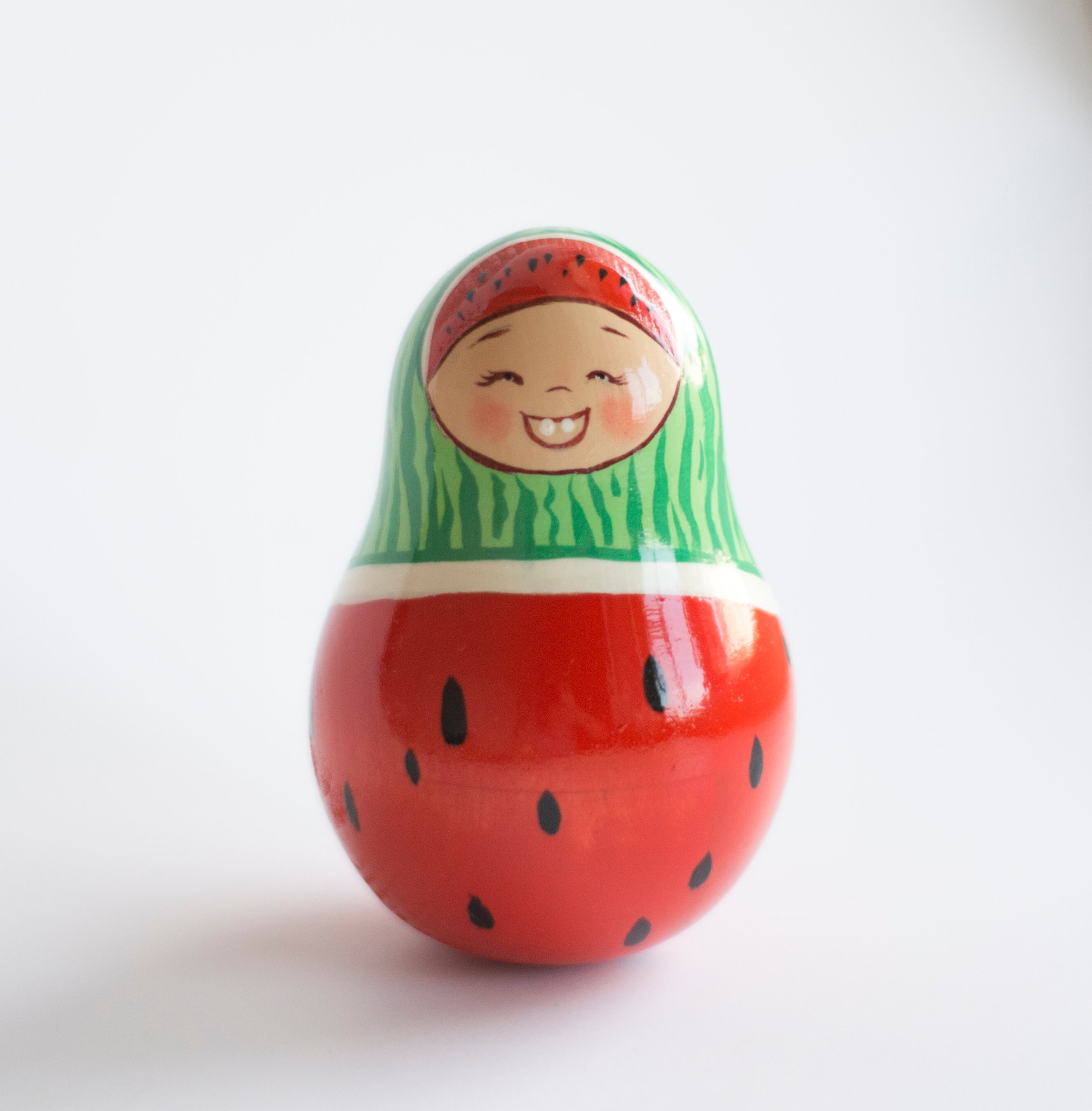 Roly poly watermelon baby doll Nevalyashka Handpainted Wooden Etsy