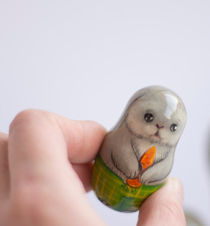 Rabbit Nesting Dolls Cute Easter Bunnies Animals Matryoshka Etsy