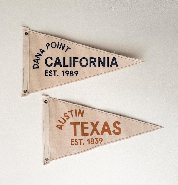 Custom Text Canvas Pennant Flag, Personalized Wall Banner