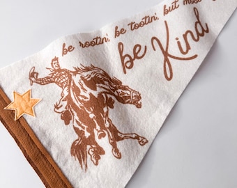 Be Kind Cowboy Felt Pennant Flag, Western Wall Art