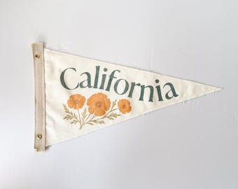 California Canvas Pennant Flag, Golden Poppy State